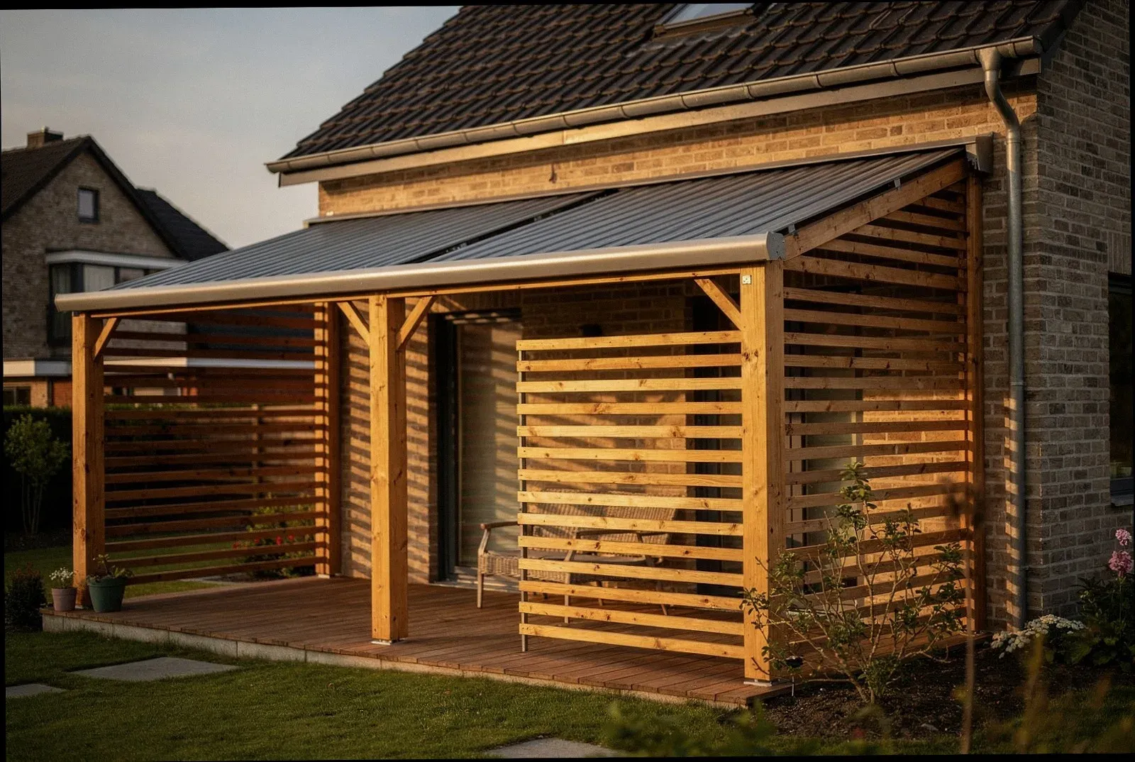Umgebaute Terrasse mit neuem Holzdach in Iserlohn